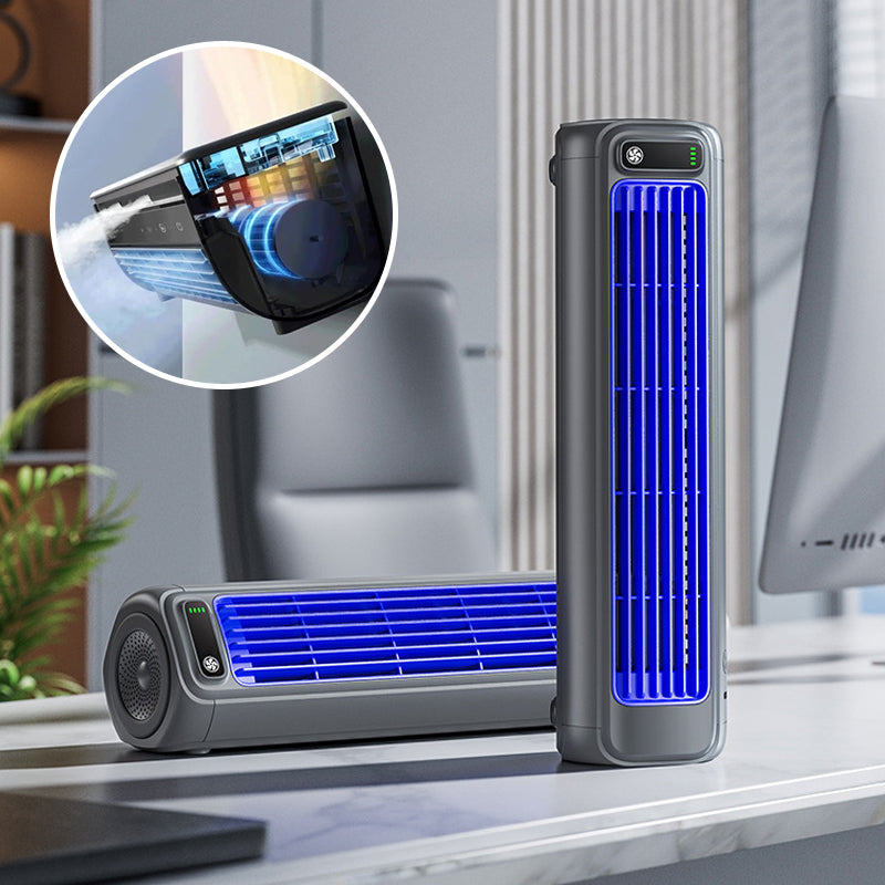 Tragbarer, wiederaufladbarer Turmventilator mit Luftkühler