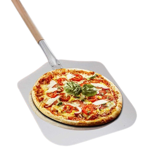 Langer Metall-Pizzaschieber mit doppeltem Holzgriff