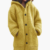 Langer Damen-Strickcardigan mit Kapuze