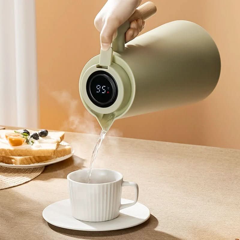 Wärmeisolierte Thermoskanne aus Edelstahl mit Thermometer – elegant und funktional 1 L