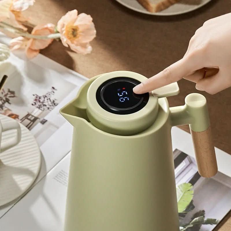 Wärmeisolierte Thermoskanne aus Edelstahl mit Thermometer – elegant und funktional 1 L