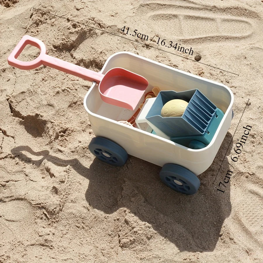 Zieh-Bollerwagen mit Strandspielzeug-Set