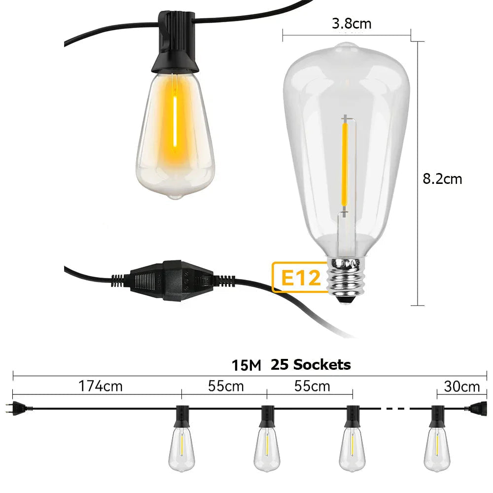 Wetterfeste LED-Lichterkette für aussen – Garten-, Terrassen- und Festbeleuchtung