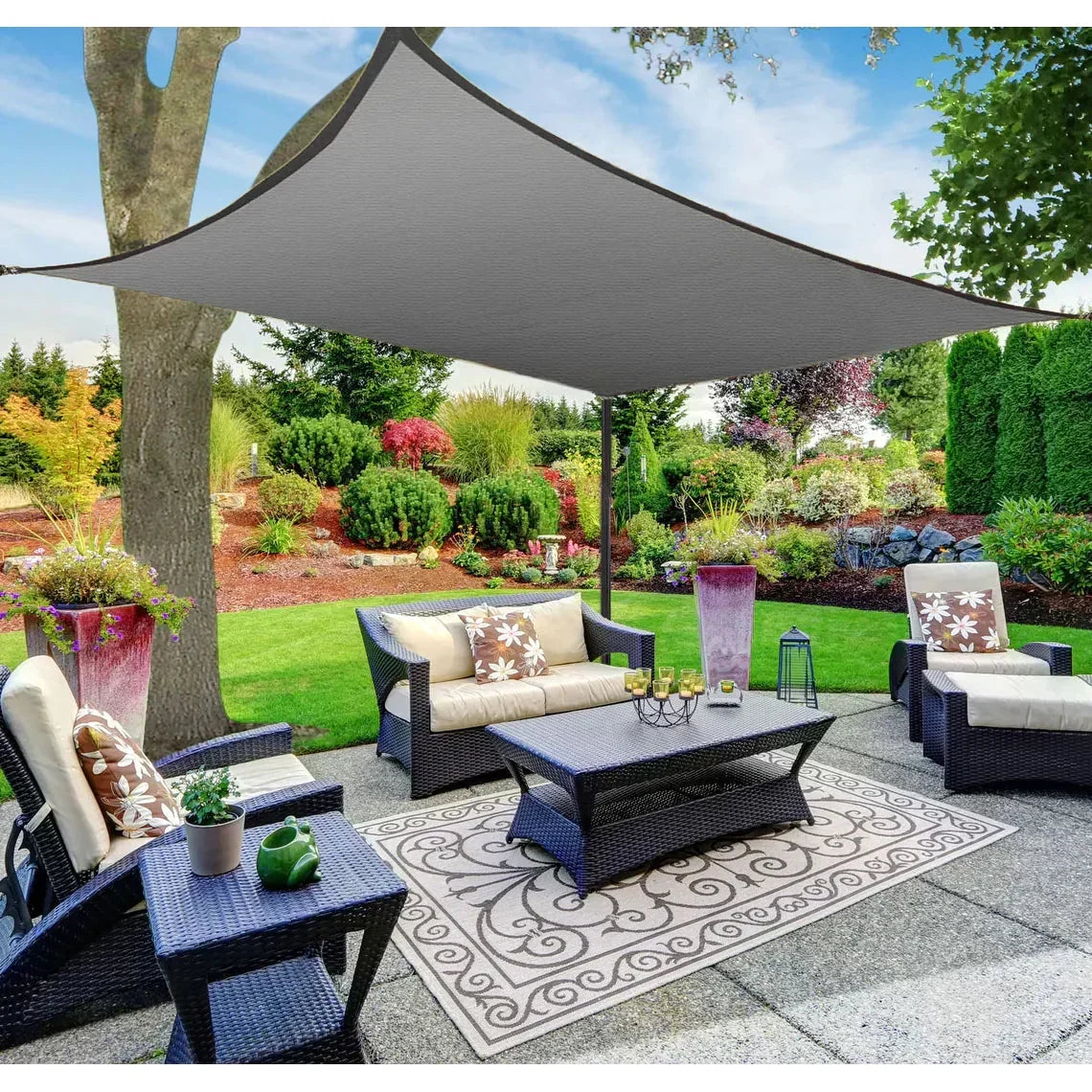Wetterfestes Sonnensegel für den Aussenbereich mit UV-Schutz für Garten und Terrasse