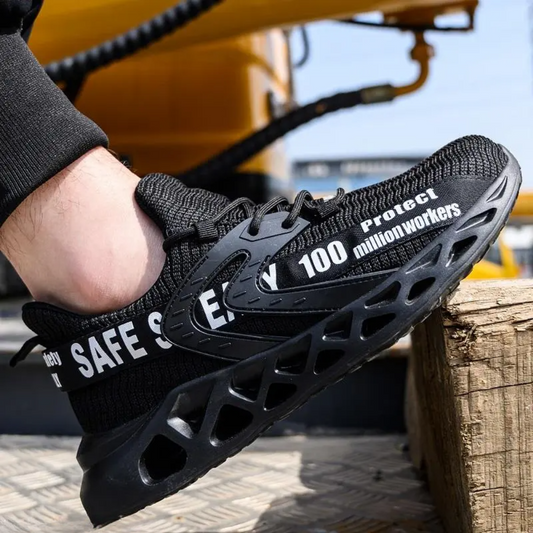 Atmungsaktive Flyknit Arbeitsschuhe mit Stahlkappe und Kevlar-Sohle