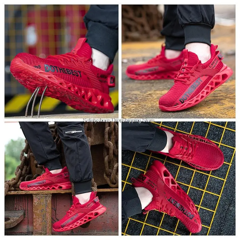 Atmungsaktive Flyknit Arbeitsschuhe mit Stahlkappe und Kevlar-Sohle