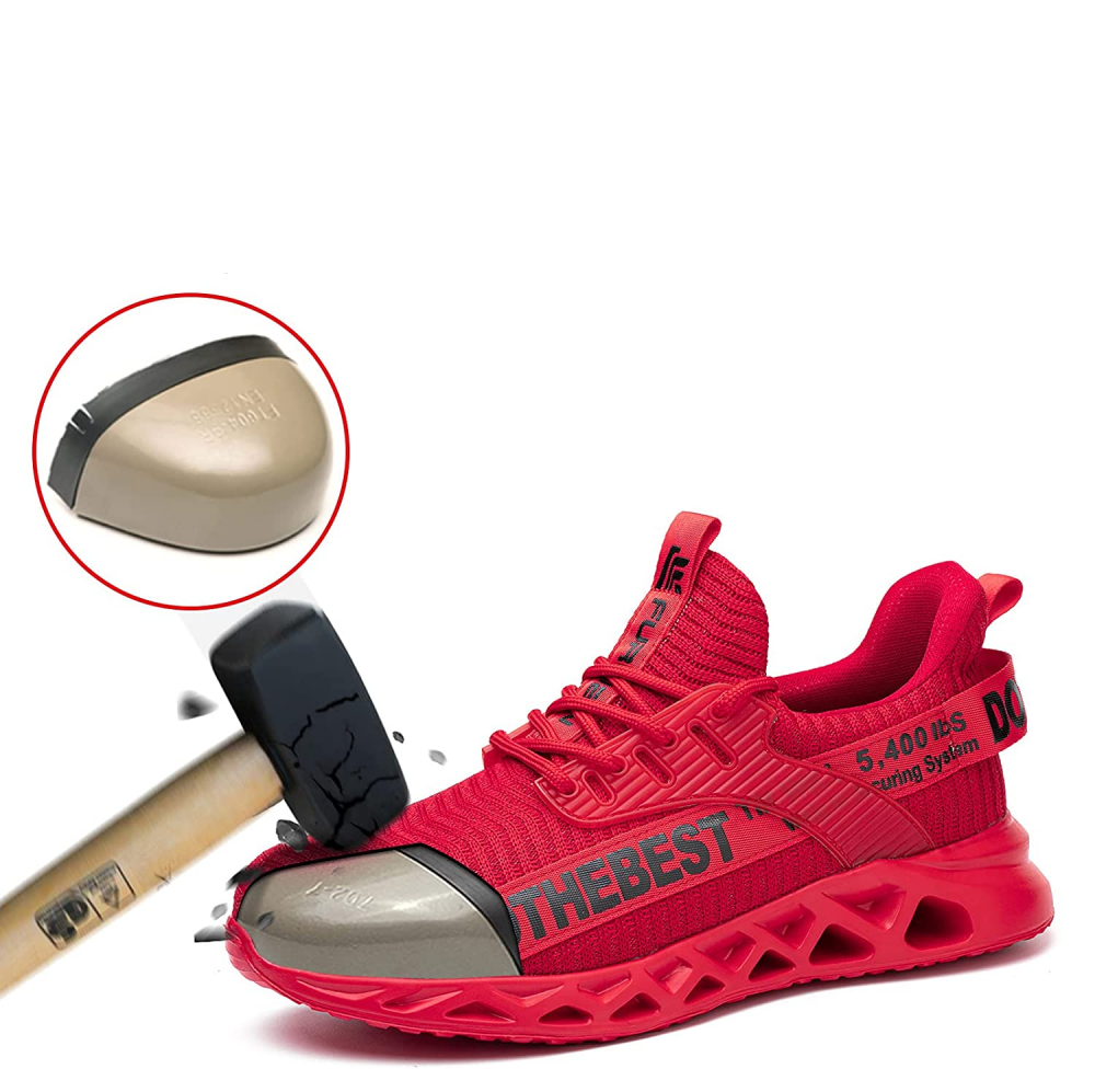 Atmungsaktive Flyknit Arbeitsschuhe mit Stahlkappe und Kevlar-Sohle