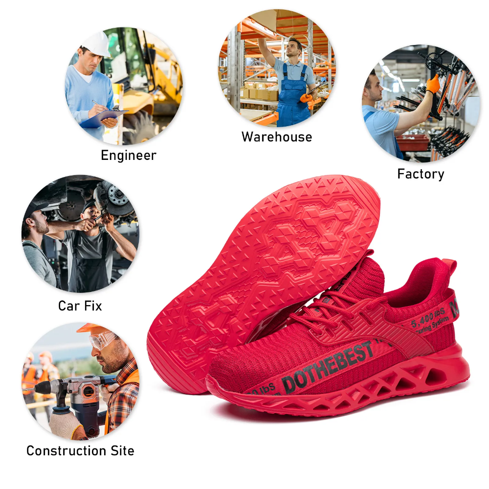 Atmungsaktive Flyknit Arbeitsschuhe mit Stahlkappe und Kevlar-Sohle