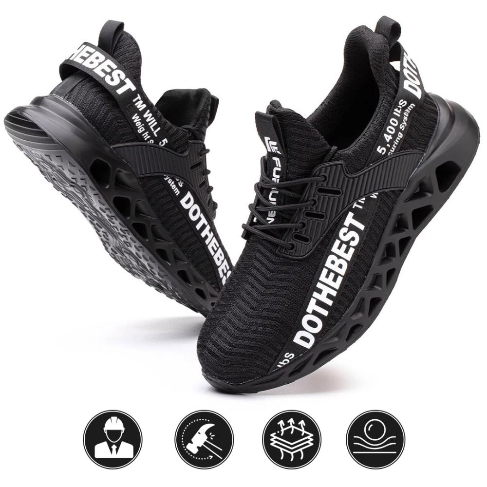 Atmungsaktive Flyknit Arbeitsschuhe mit Stahlkappe und Kevlar-Sohle