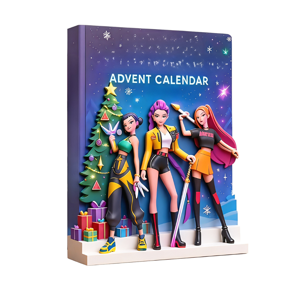 K-Pop Anime Adventskalender – Countdown-Set mit nummerierten Fächern und 4 cm Minifiguren