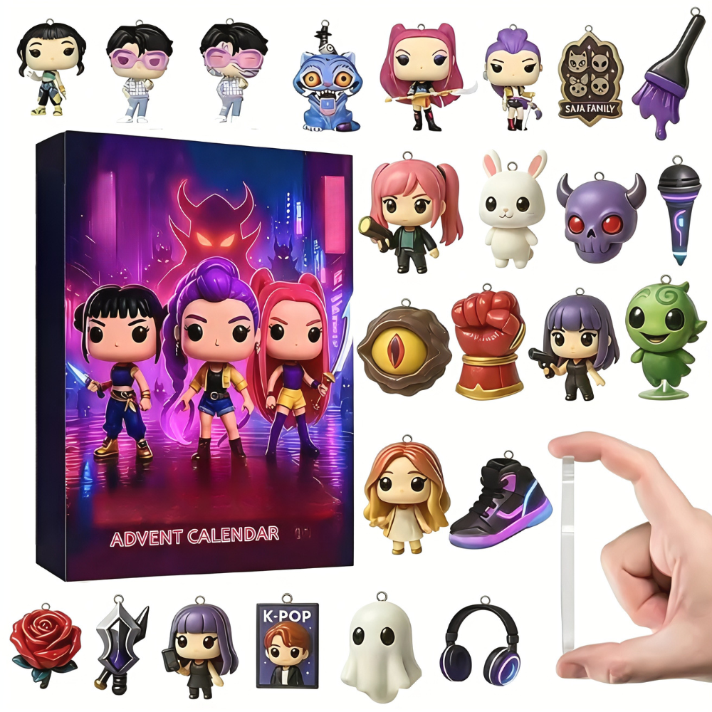K-Pop Anime Adventskalender – Countdown-Set mit nummerierten Fächern und 4 cm Minifiguren