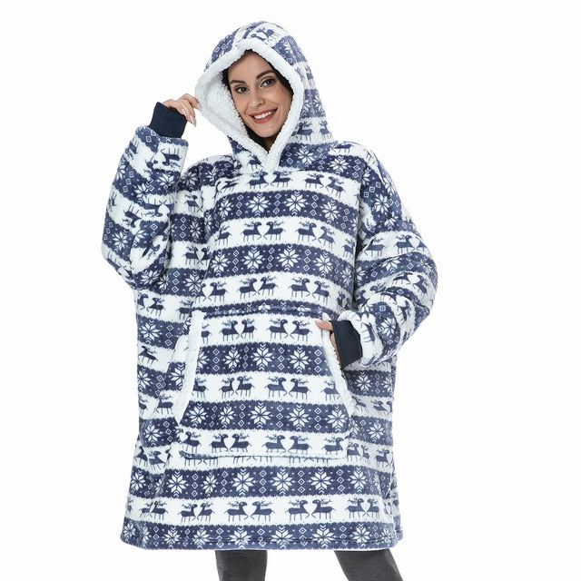 Kapuzenpullover und Decke in Einem | Kombination aus weichem Kapuzenpullover und bequemer Decke