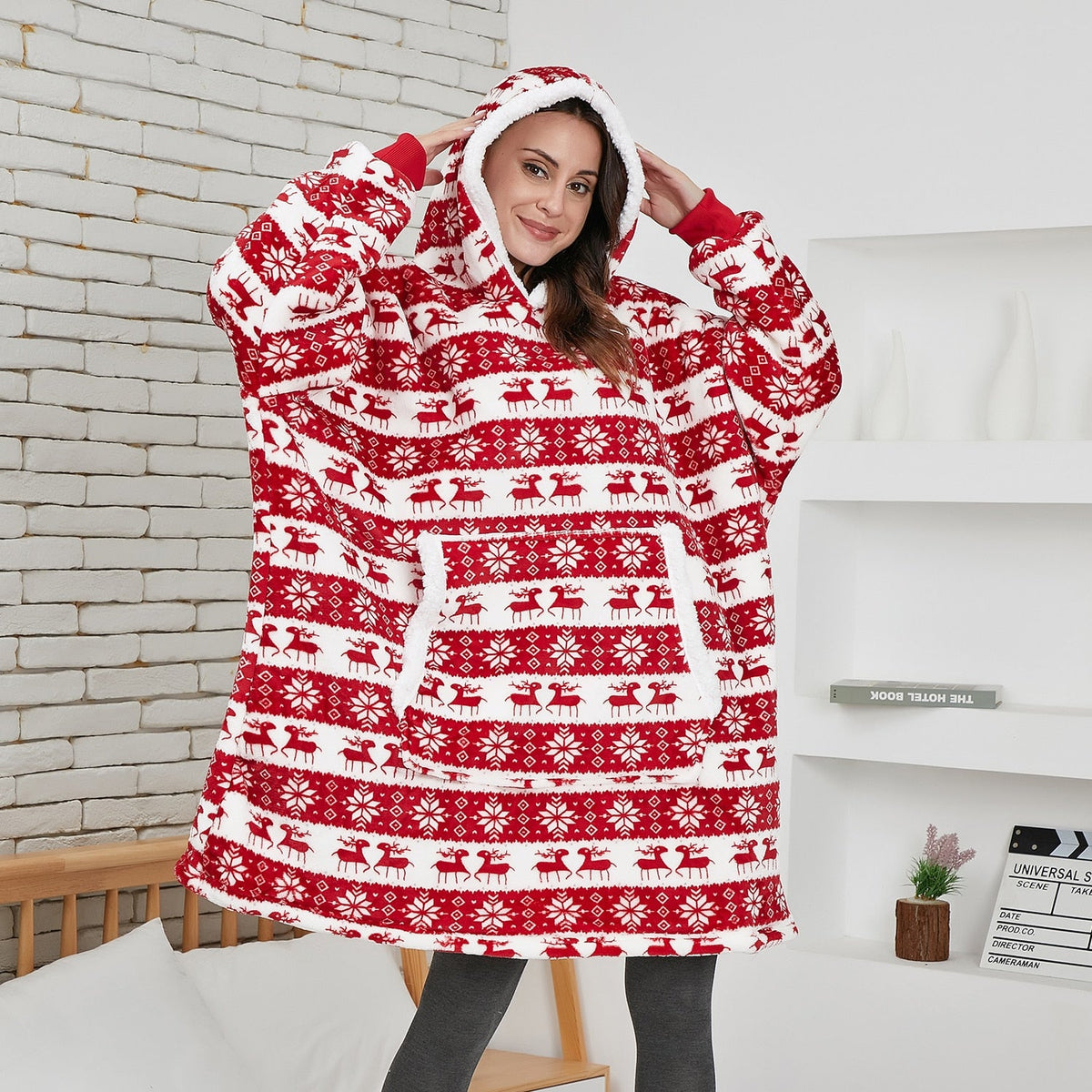 Kapuzenpullover und Decke in Einem | Kombination aus weichem Kapuzenpullover und bequemer Decke