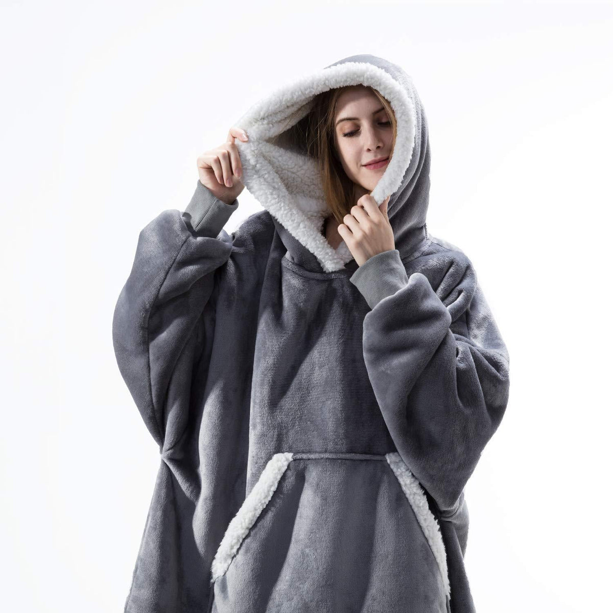 Kapuzenpullover und Decke in Einem | Kombination aus weichem Kapuzenpullover und bequemer Decke