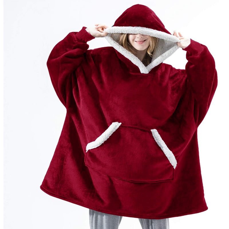 Kapuzenpullover und Decke in Einem | Kombination aus weichem Kapuzenpullover und bequemer Decke