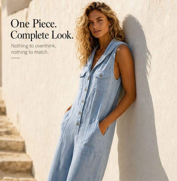 Ärmelloser Jumpsuit mit Kapuze