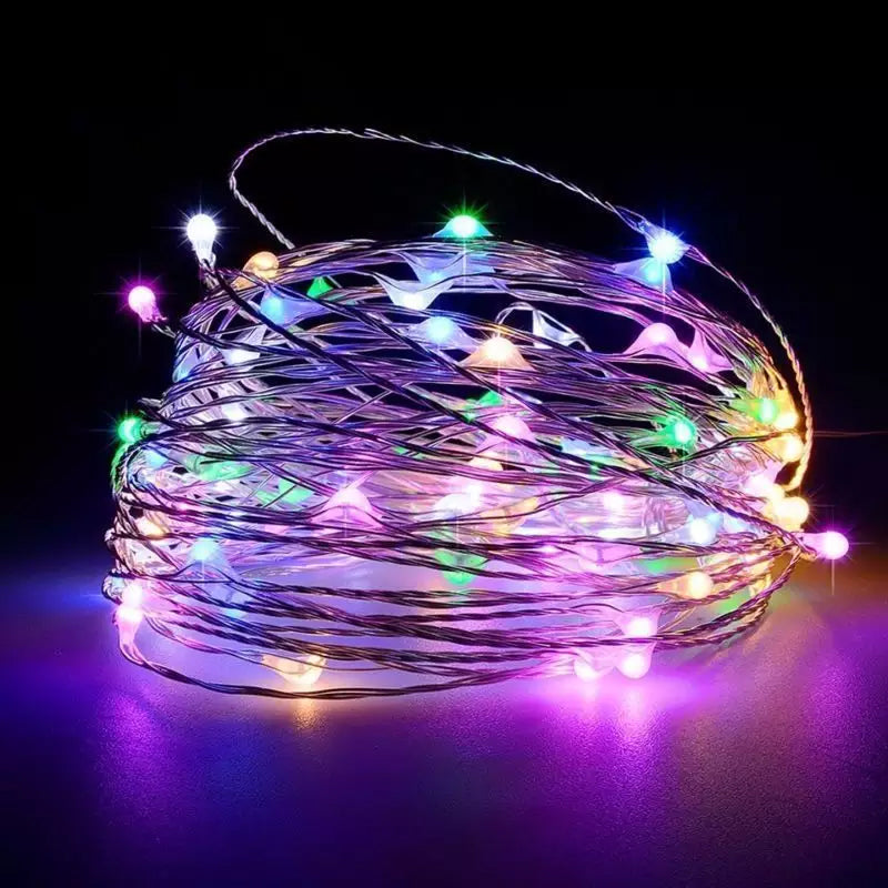 Weihnachtliche Kupferdraht-Lichterkette mit USB-Anschluss und Fernbedienung