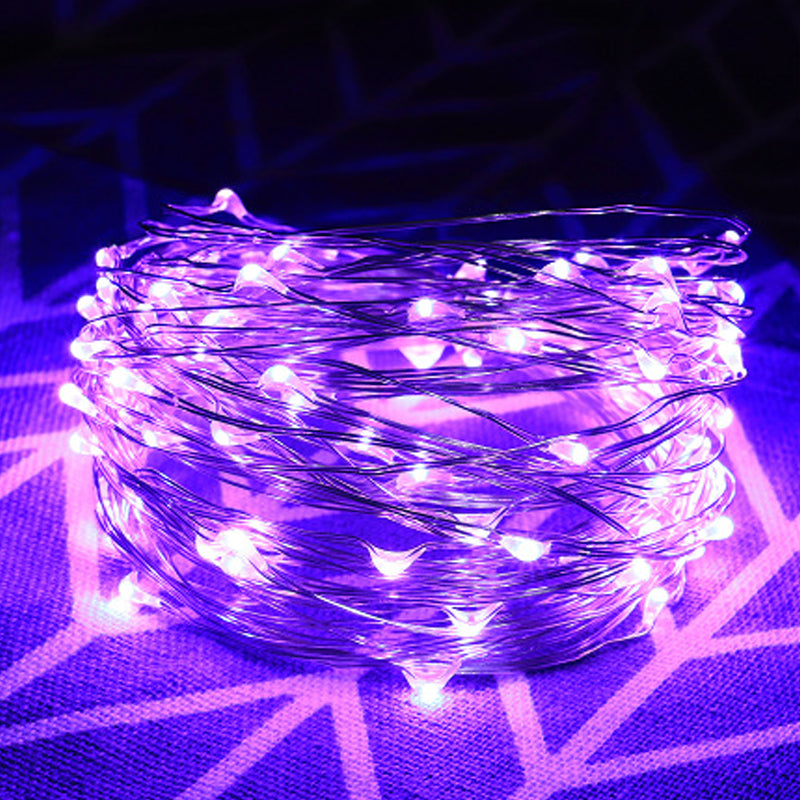 Weihnachtliche Kupferdraht-Lichterkette mit USB-Anschluss und Fernbedienung