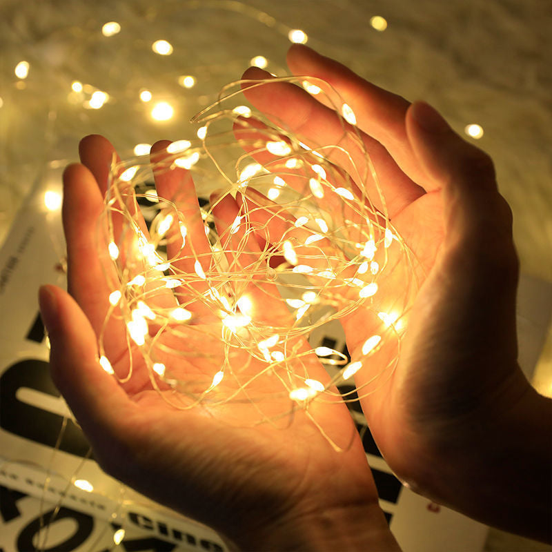 Weihnachtliche Kupferdraht-Lichterkette mit USB-Anschluss und Fernbedienung