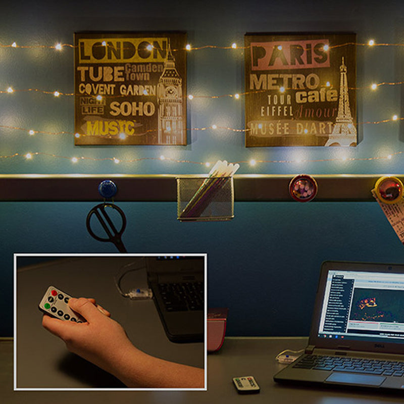 Weihnachtliche Kupferdraht-Lichterkette mit USB-Anschluss und Fernbedienung