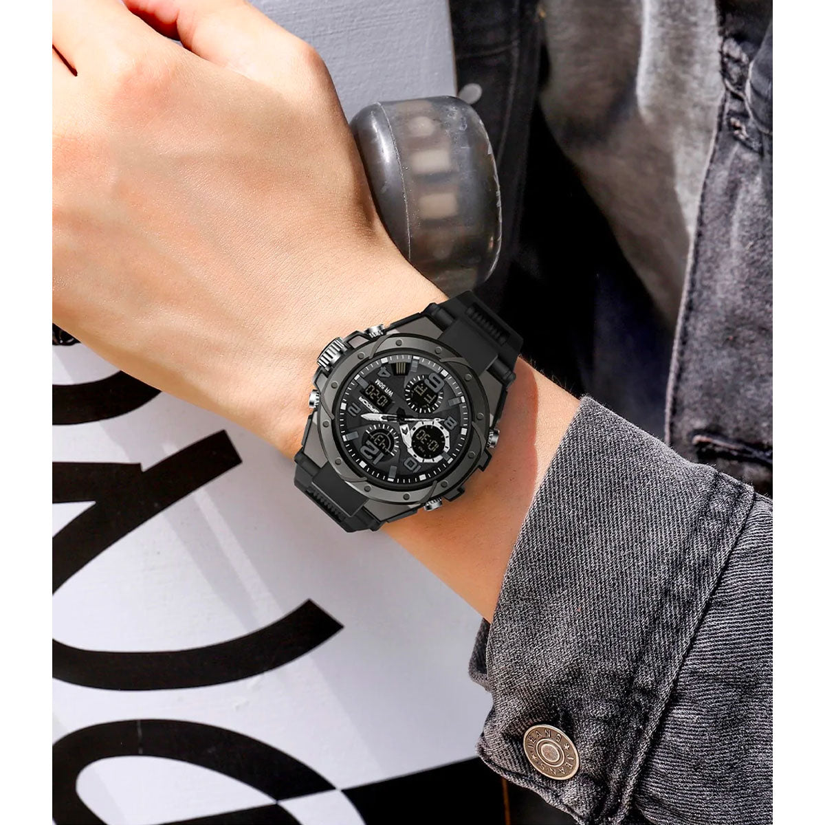 Militär-Herrenarmbanduhr – Robuste, multifunktionale analoge und digitale Armbanduhr