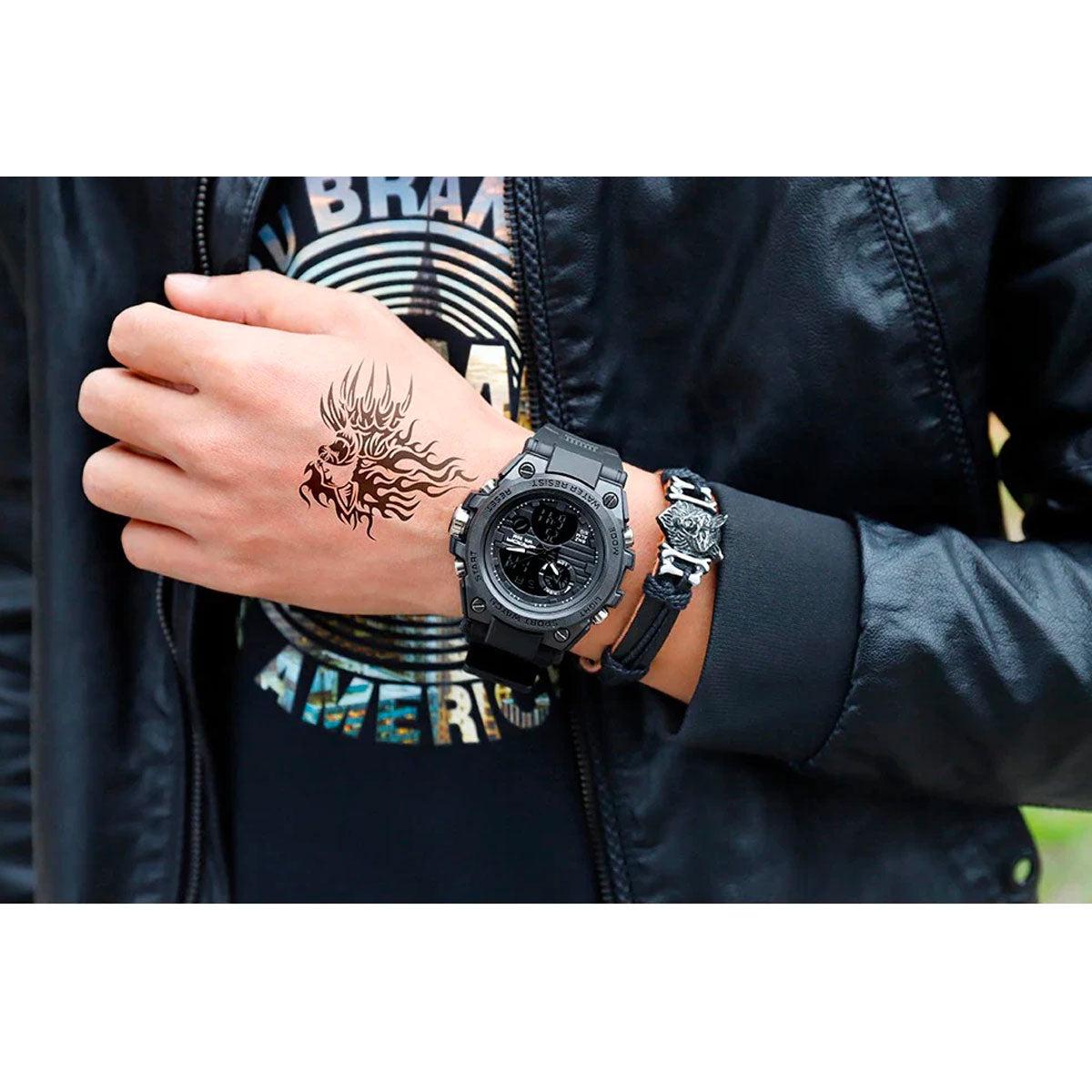 Militär-Herrenarmbanduhr – Robuste, multifunktionale analoge und digitale Armbanduhr