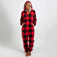 Bequemer, lang geschnittener Jumpsuit-Schlafanzug mit Kapuze