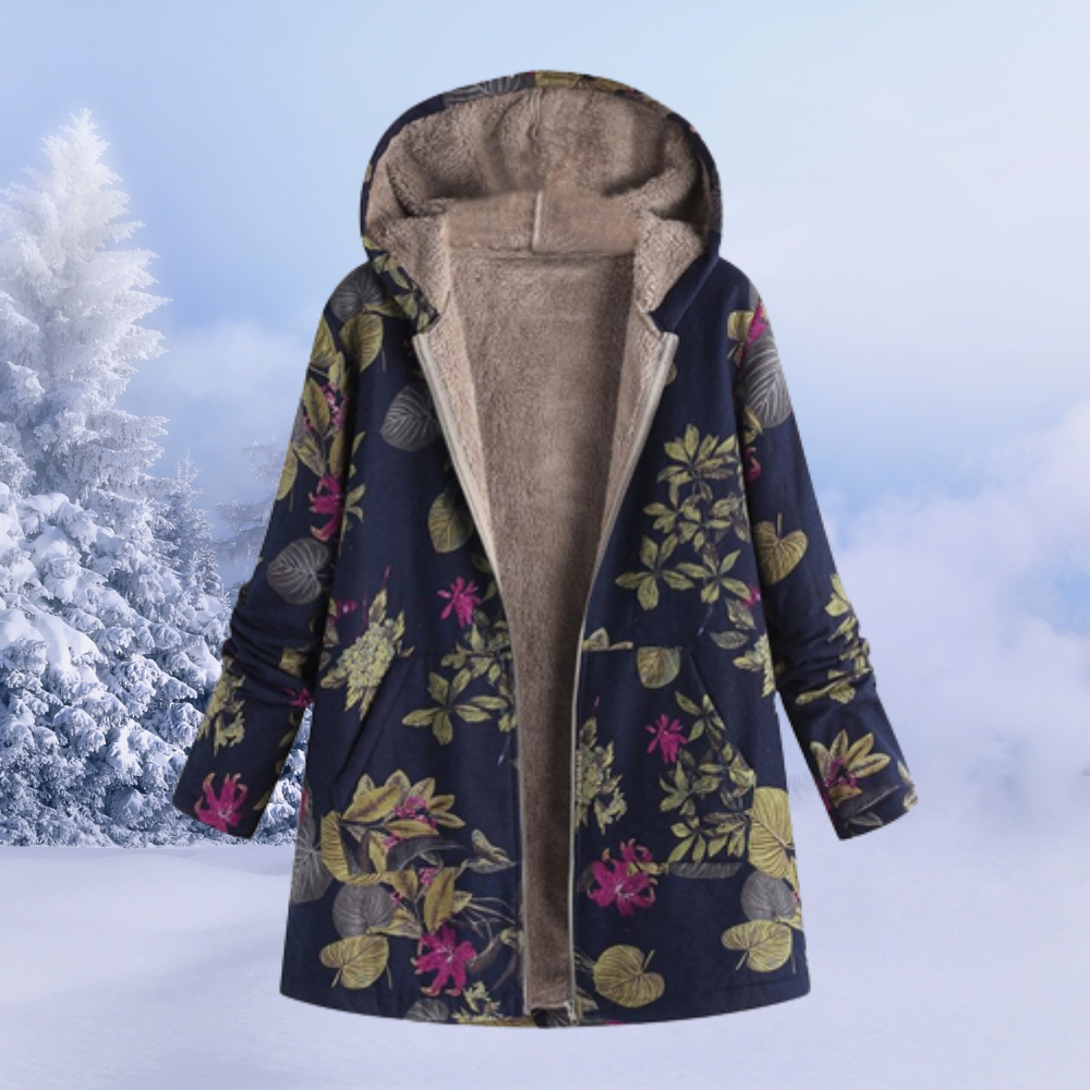 Bequemer geblümter Damen-Wintermantel