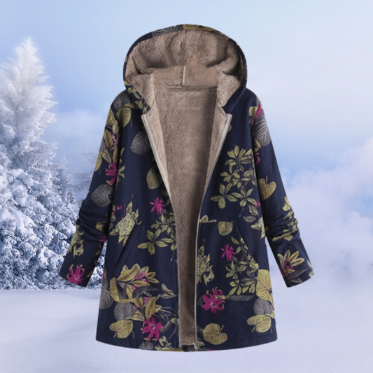 Bequemer geblümter Damen-Wintermantel