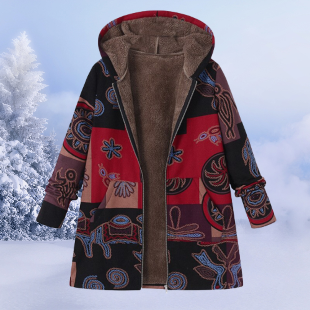 Bequemer geblümter Damen-Wintermantel