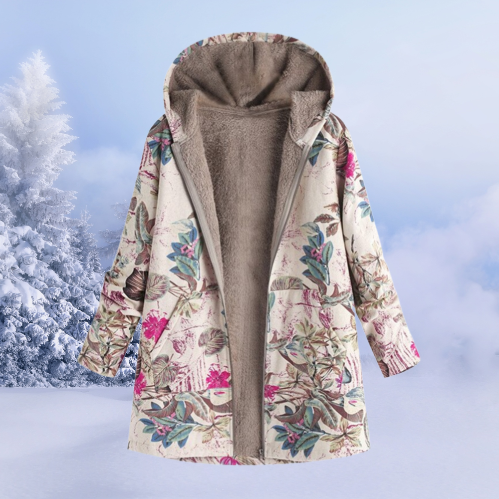 Bequemer geblümter Damen-Wintermantel