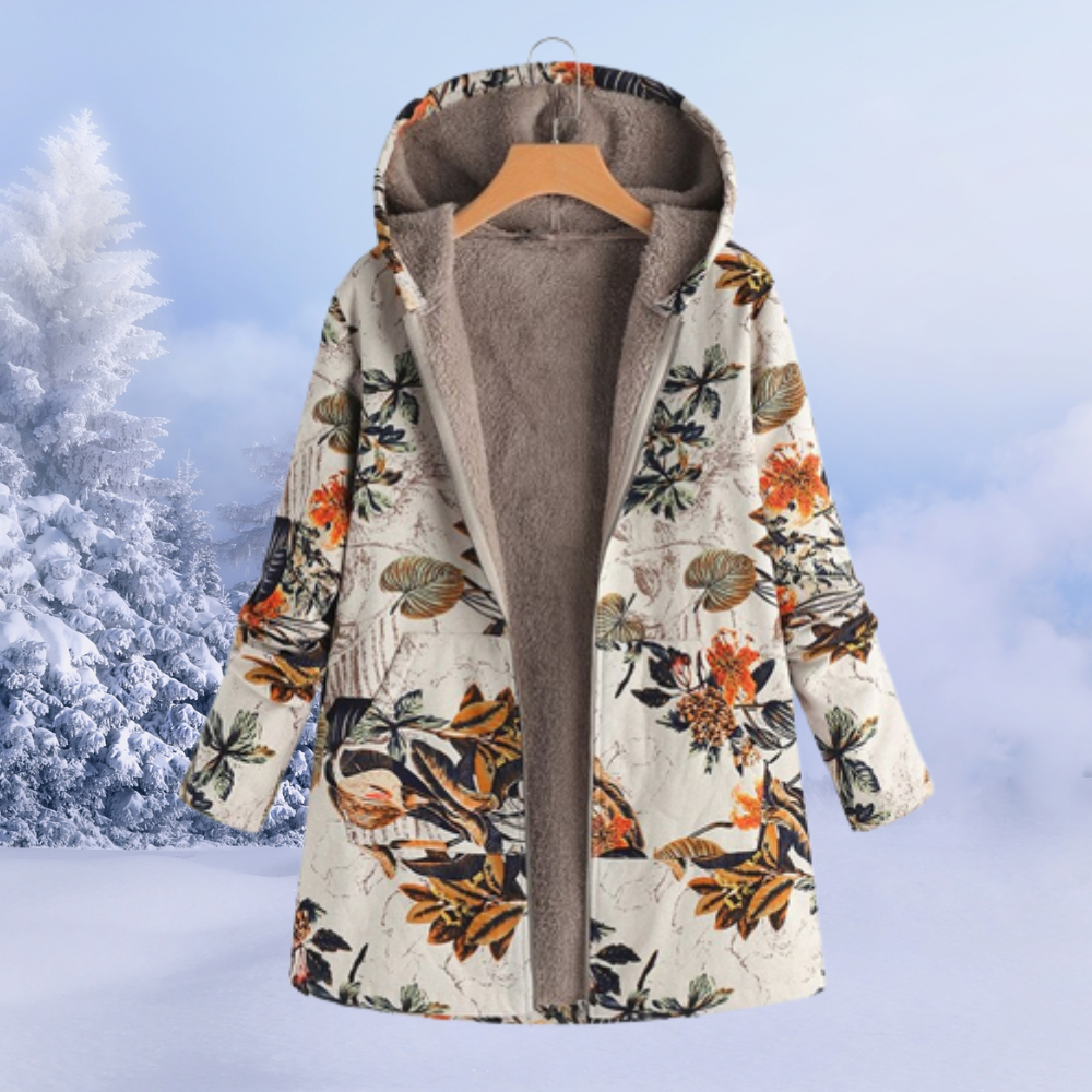 Bequemer geblümter Damen-Wintermantel