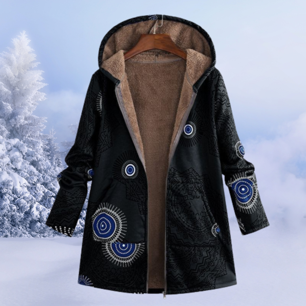 Bequemer geblümter Damen-Wintermantel