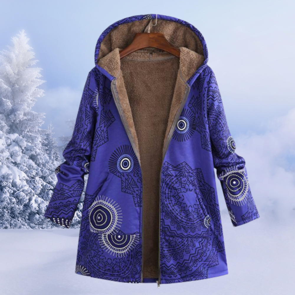 Bequemer geblümter Damen-Wintermantel