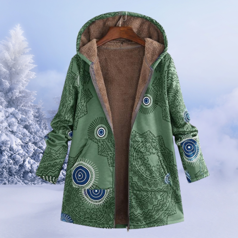 Bequemer geblümter Damen-Wintermantel