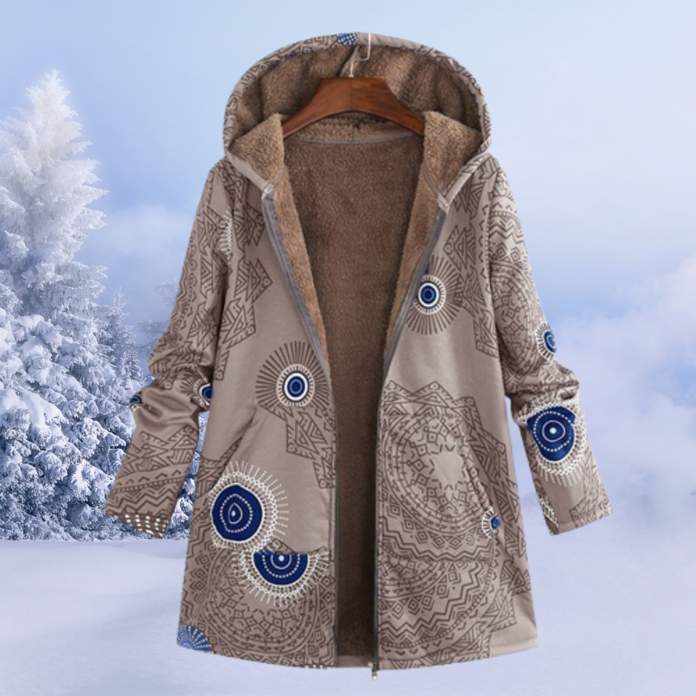 Bequemer geblümter Damen-Wintermantel