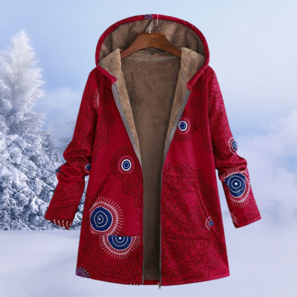 Bequemer geblümter Damen-Wintermantel