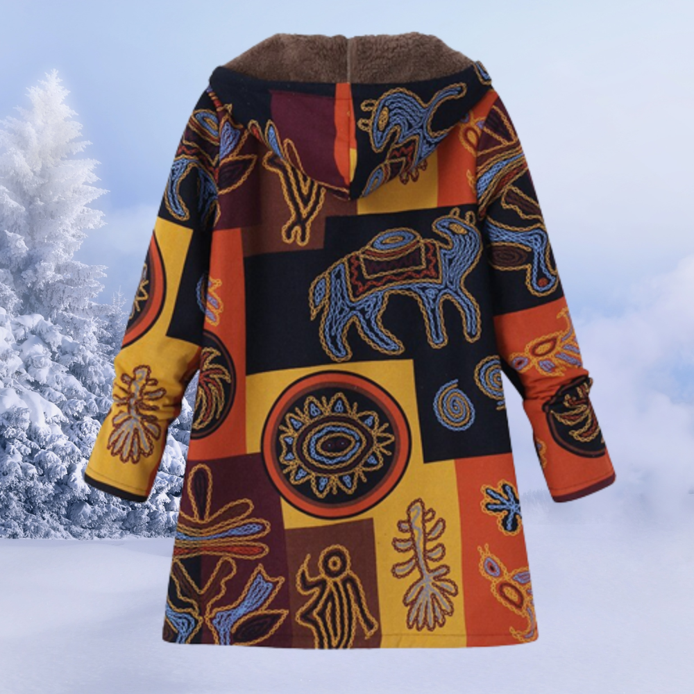 Bequemer geblümter Damen-Wintermantel