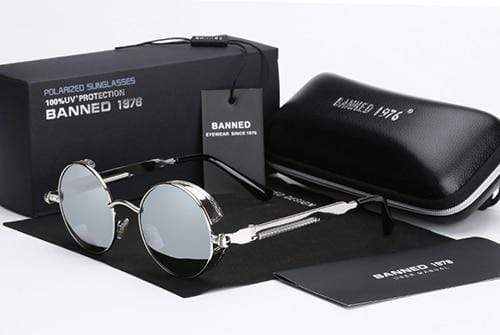 Runde polarisierte Steampunk Retro Sonnenbrille