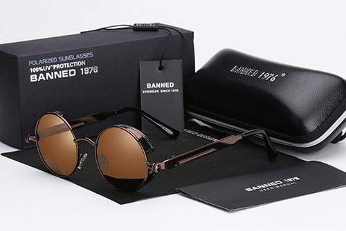 Runde polarisierte Steampunk Retro Sonnenbrille