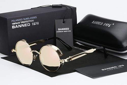 Runde polarisierte Steampunk Retro Sonnenbrille