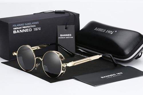Runde polarisierte Steampunk Retro Sonnenbrille
