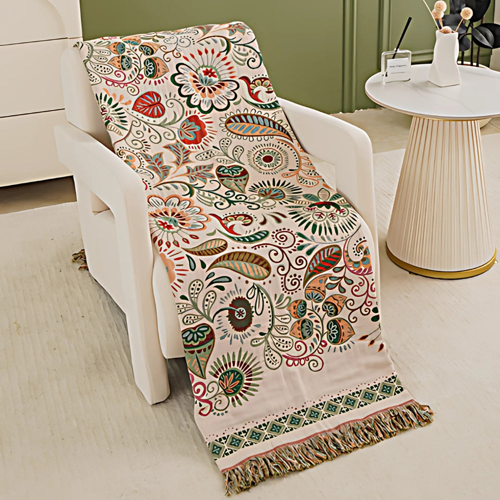 Wendbare Boho-Decke: Weicher Komfort mit Blumenmuster