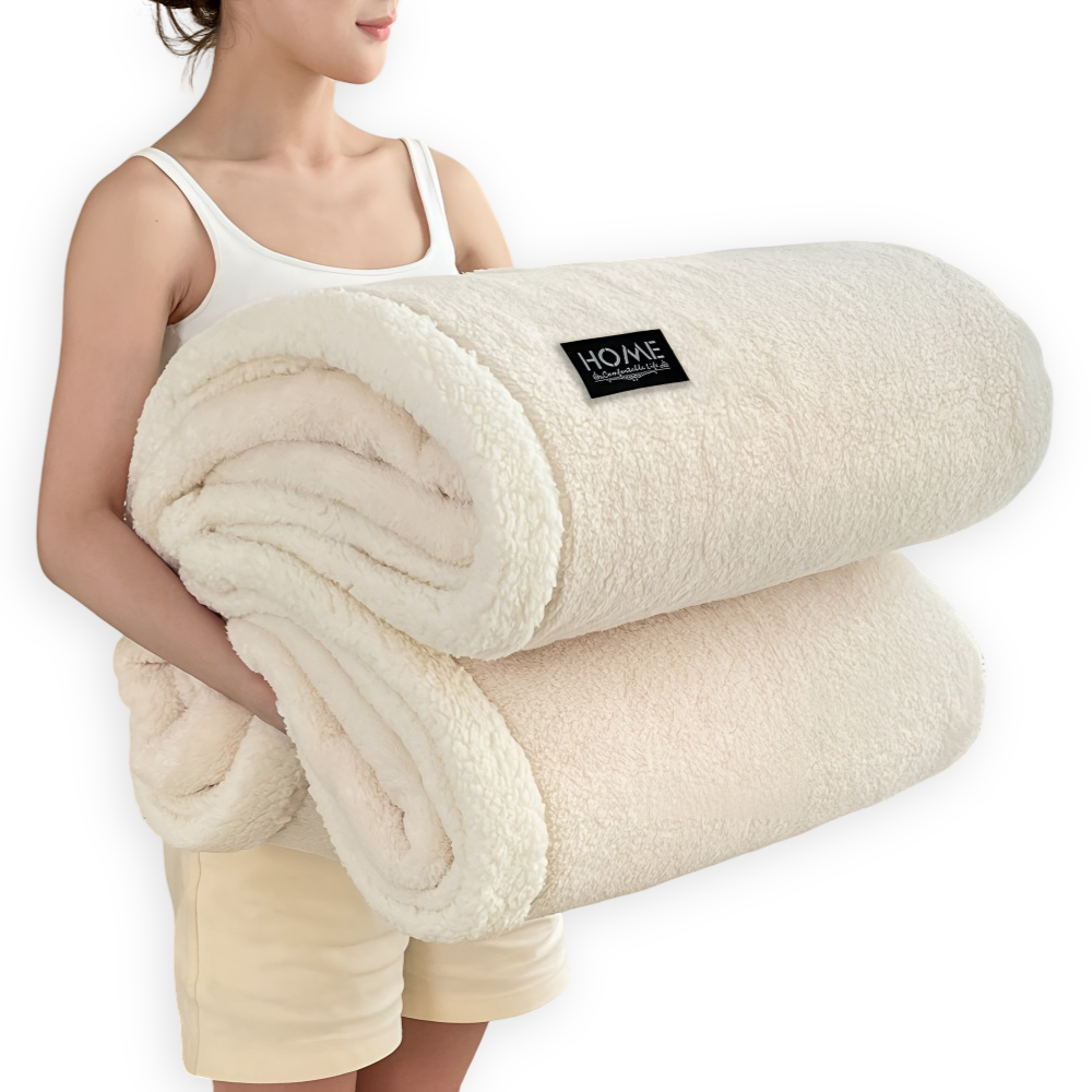 Doppellagige Sherpa-Plüschdecke – Wendbare weiche Decke für Sofa und Bett