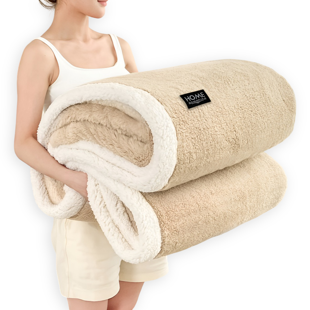 Doppellagige Sherpa-Plüschdecke – Wendbare weiche Decke für Sofa und Bett