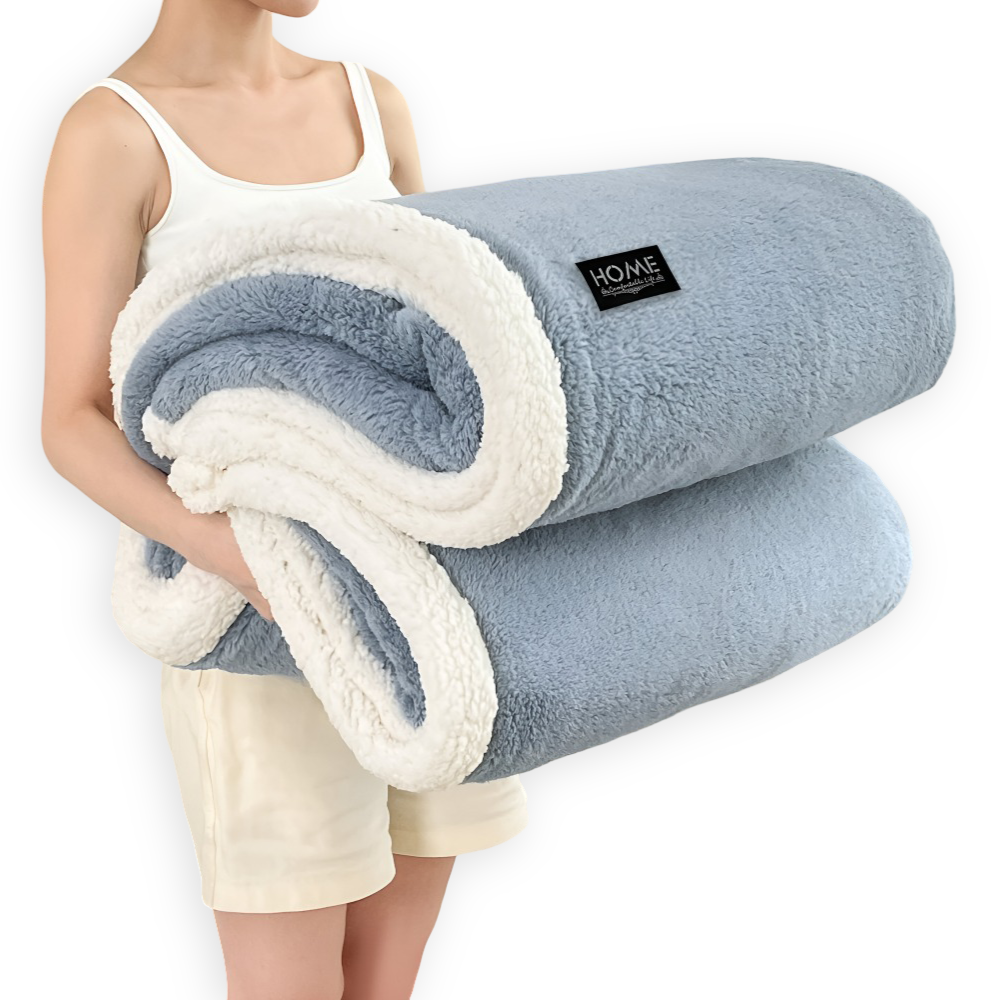 Doppellagige Sherpa-Plüschdecke – Wendbare weiche Decke für Sofa und Bett