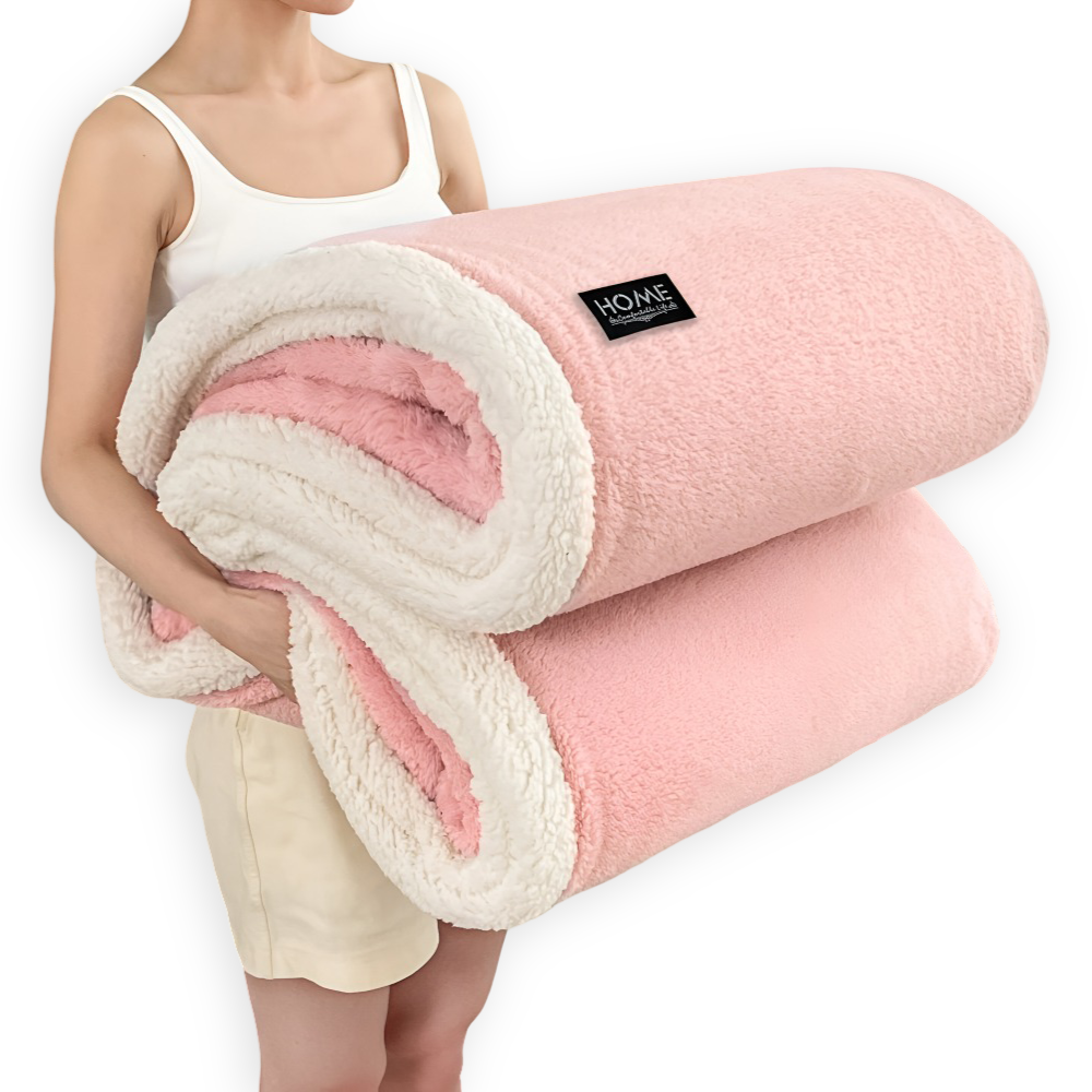 Doppellagige Sherpa-Plüschdecke – Wendbare weiche Decke für Sofa und Bett