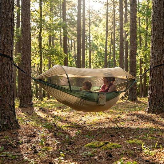 Zwei-Personen-Camping-Hängematte mit Moskitonetz – Bequeme Outdoor-Ausführung