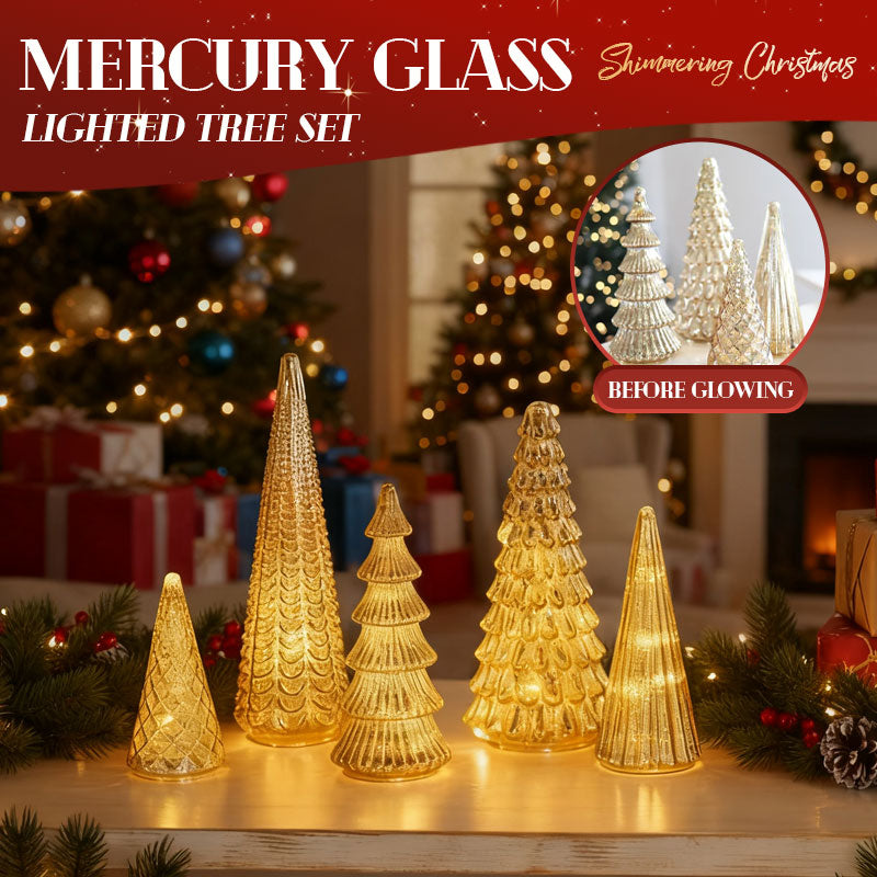 Mundgeblasene Glas-Weihnachtsbäume mit warmweissem LED-Licht