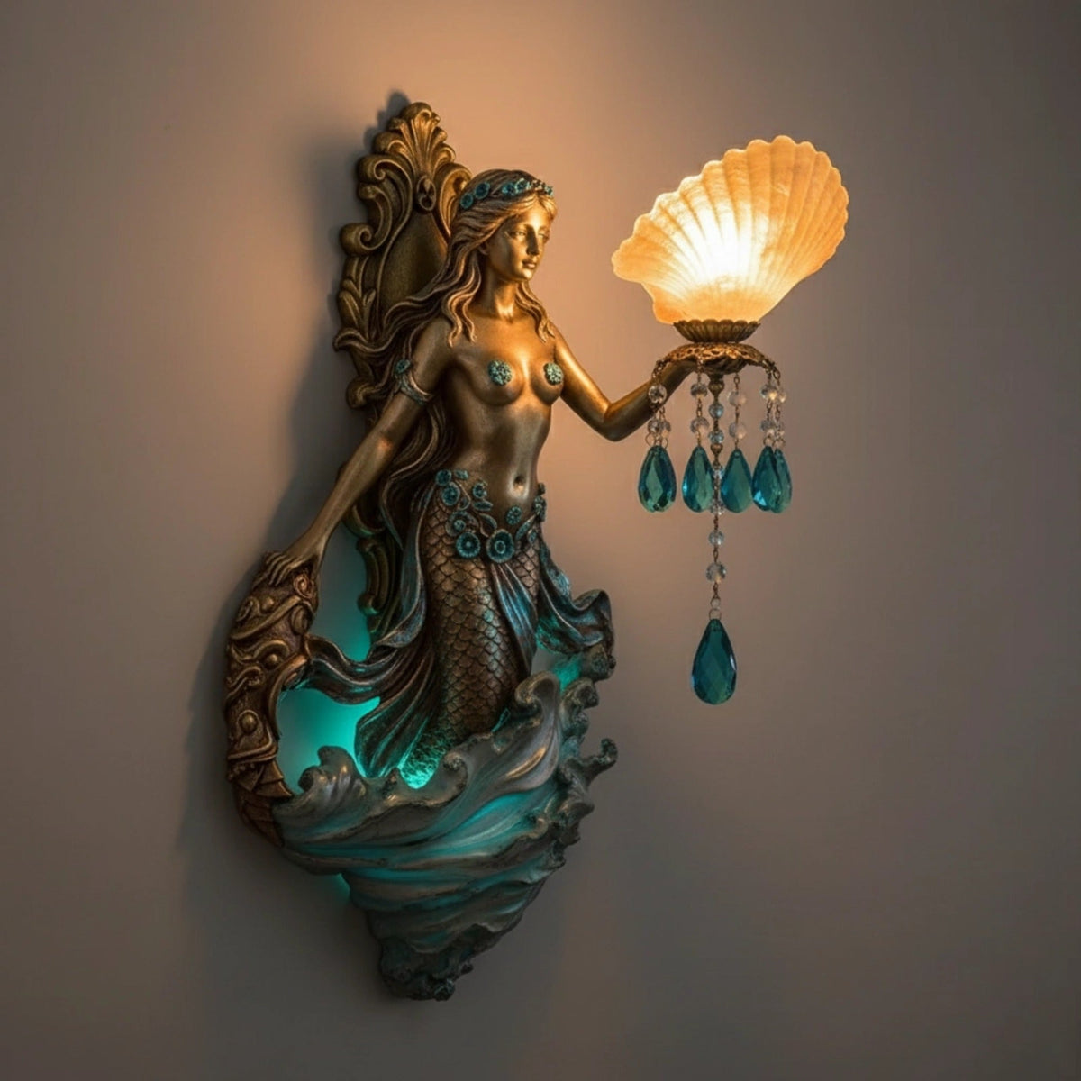 Handgefertigte Wandleuchte mit sanftem LED-Licht – Besondere kabellose Wandlampe mit spirituellem Motiv